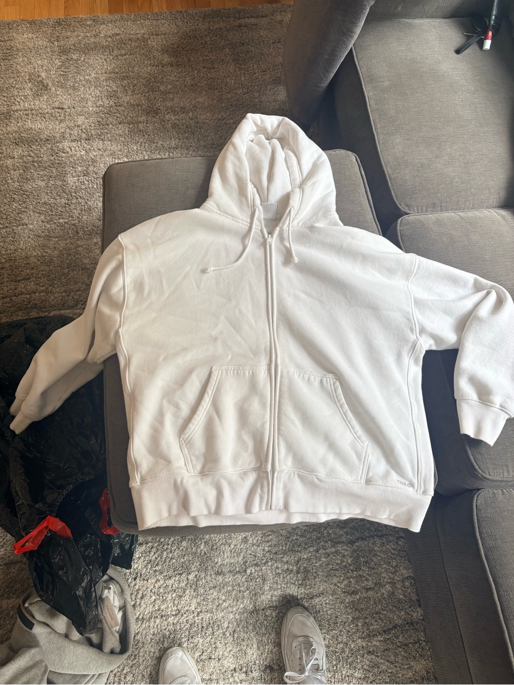 Aritzia White Full-Zip Hooded Jacket